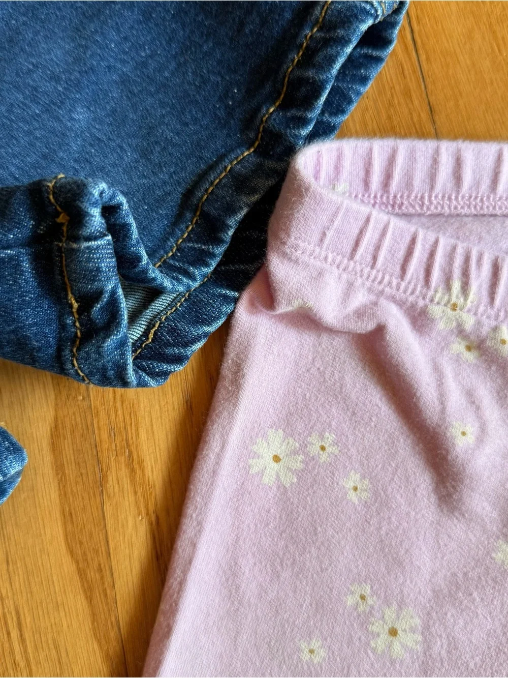 Kids Pink Daisy Bike Shorts and Dark Blue Denim Shorts Set - Cat & Jack Brand